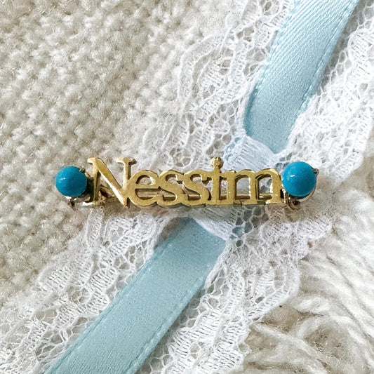 Pin Bebé Nombre Turquesa