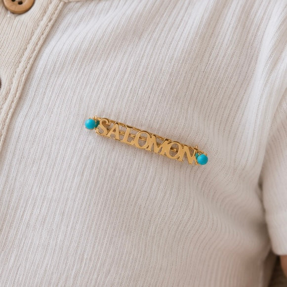 Pin Bebé Nombre Turquesa
