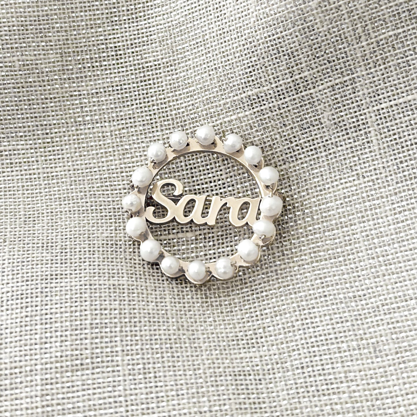 Name and pearl pin