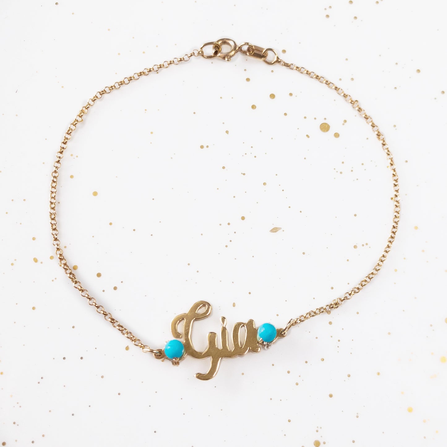 Pulsera Nombre y Turquesa