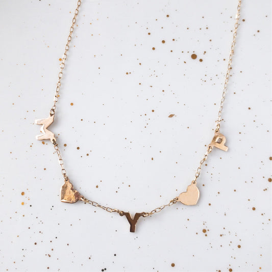 5 Charm Gold Necklace