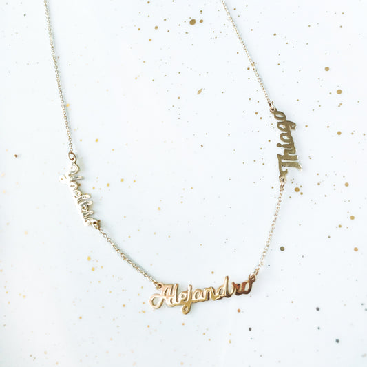 14K Three Name Necklace