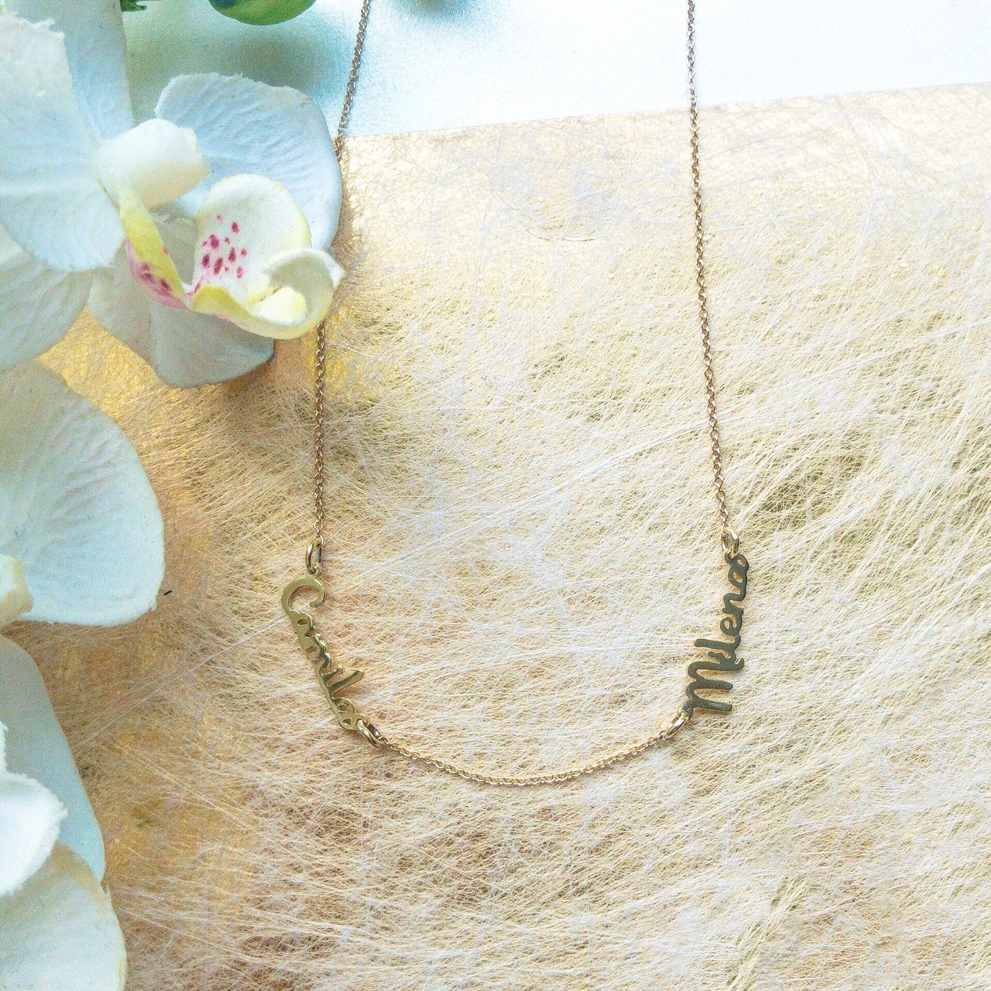 Collar de dos nombres de 14k