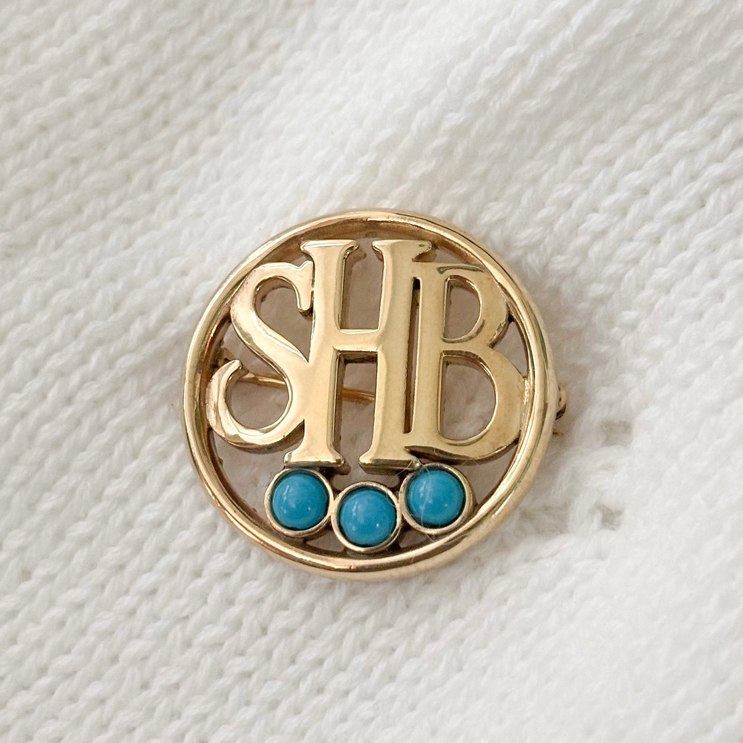 Turquoise Initial Baby Pin