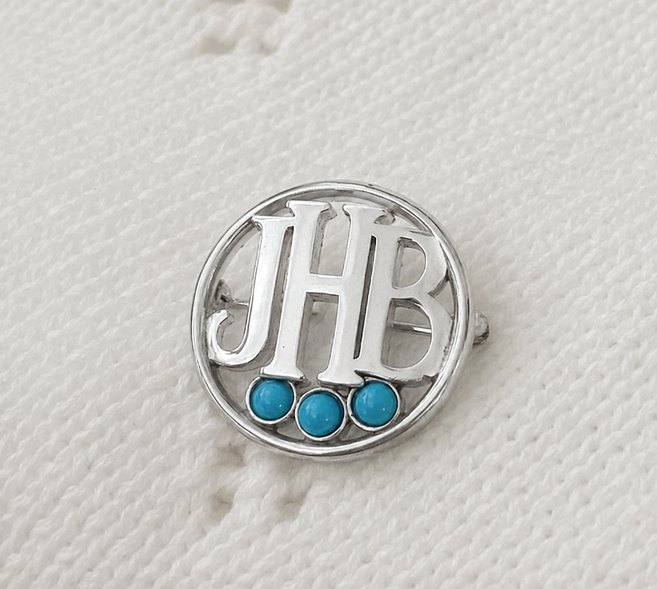 Turquoise Initial Baby Pin