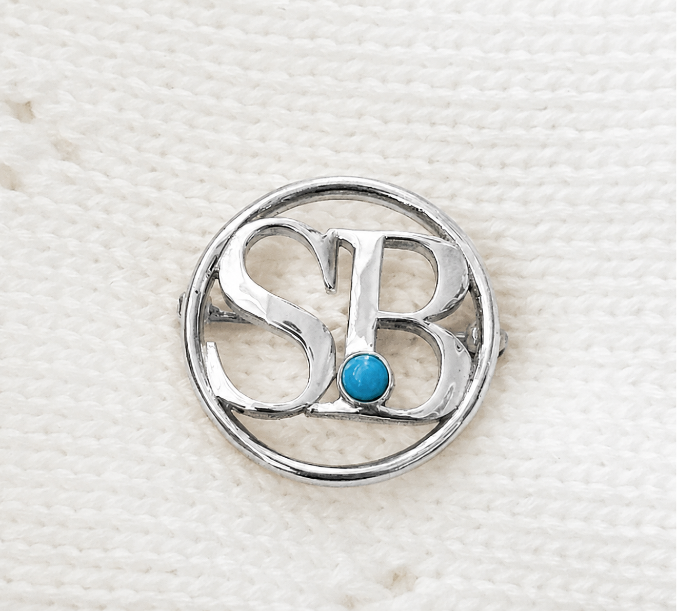Initial Baby Pin with one Turquoise