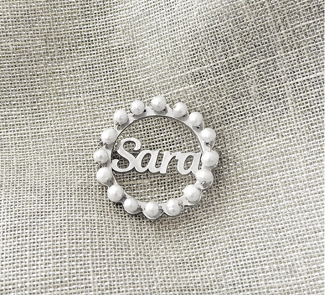Name and pearl pin