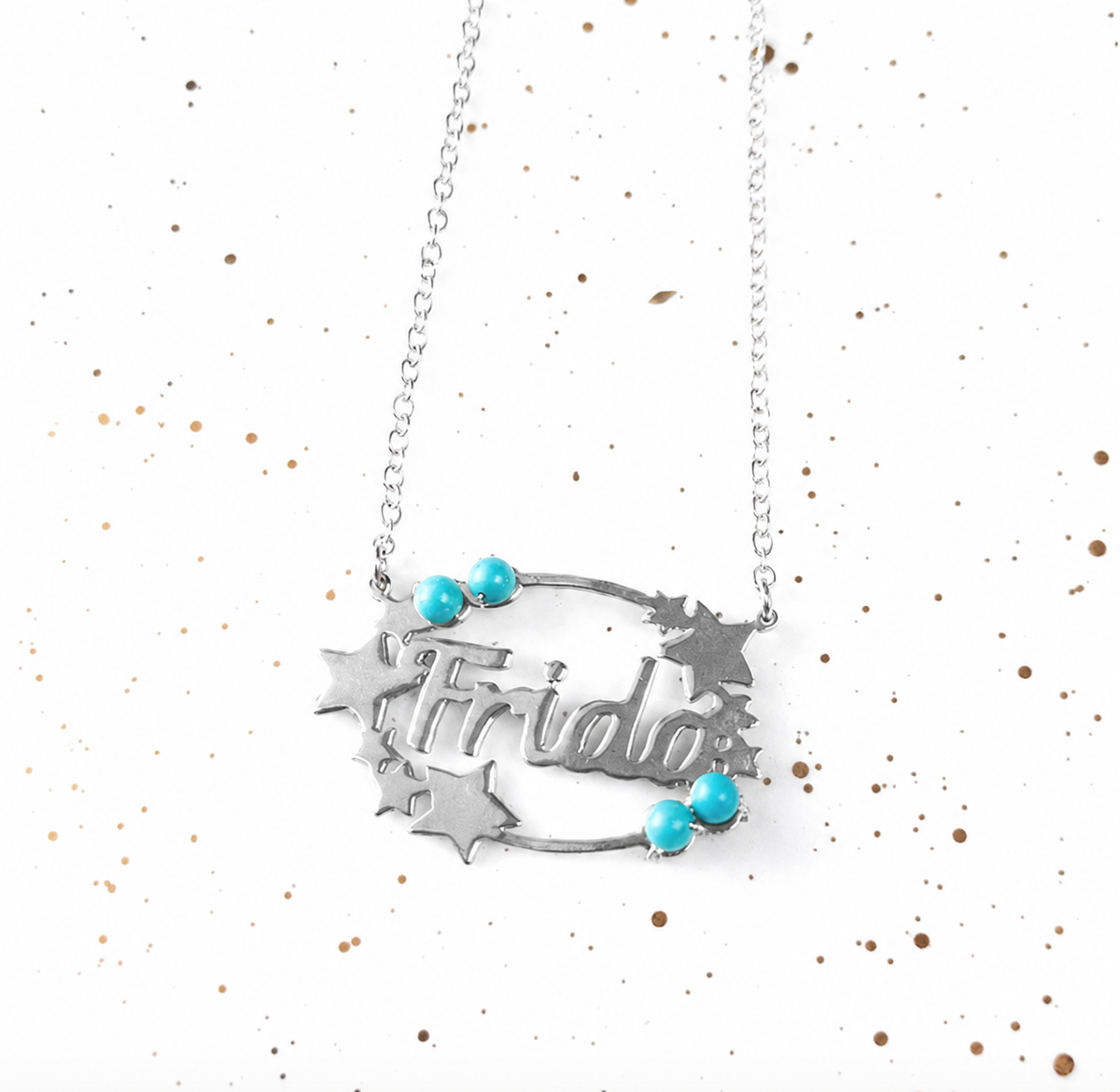Star and Turquoise Name Necklace