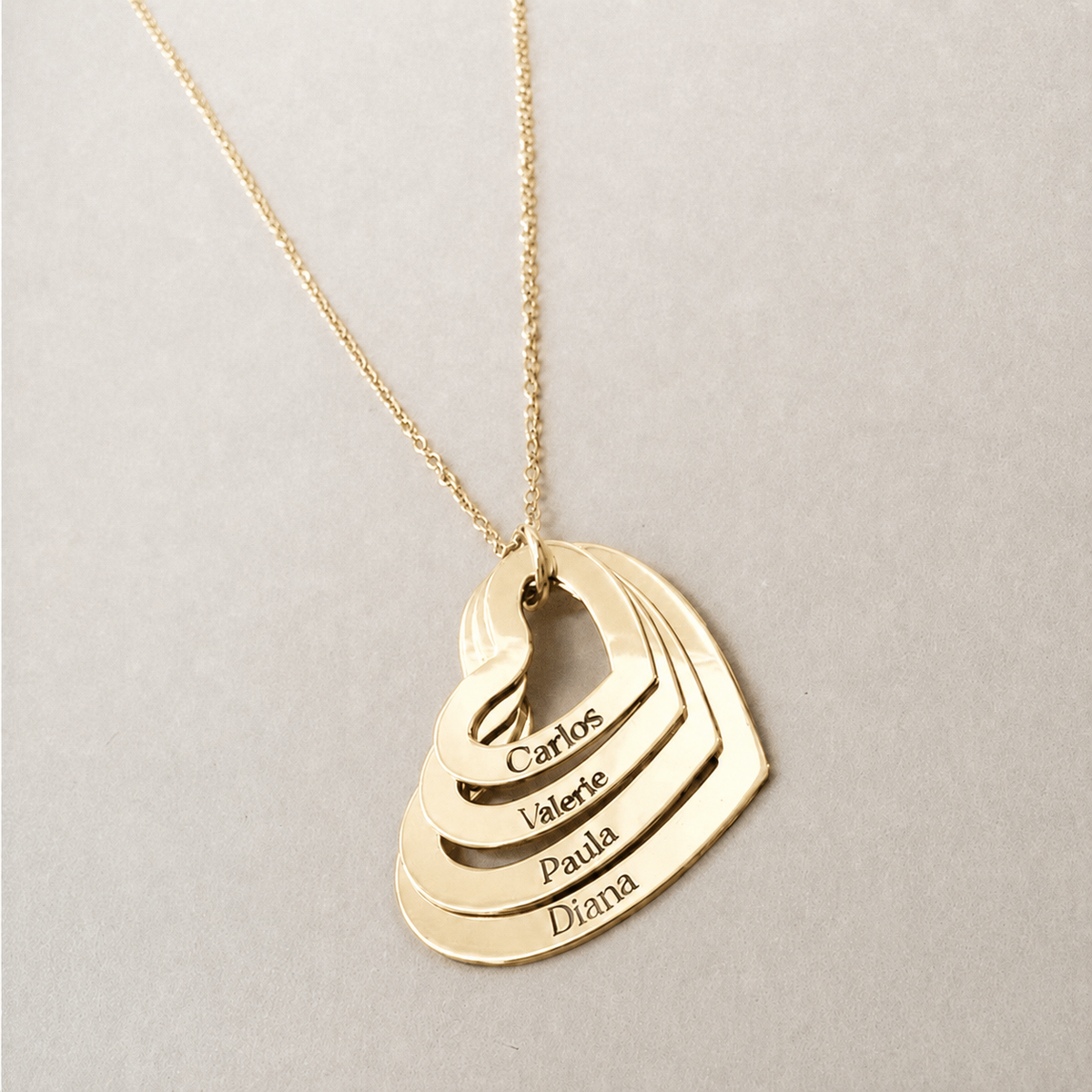 Heart Layered Necklace with 4 names