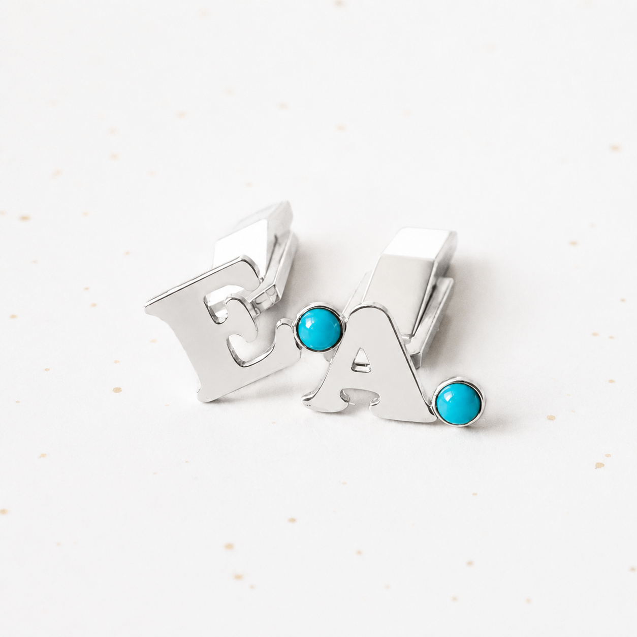 Initial + Turquoise Cuff Links