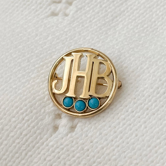 Turquoise Initial Baby Pin