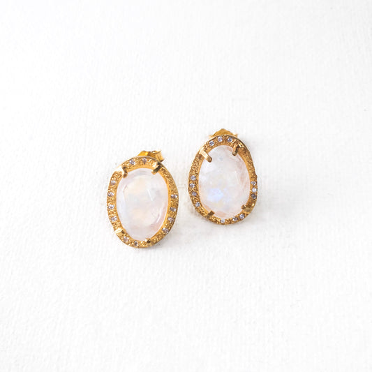 Pendientes de piedra lunar de tesoros coloridos